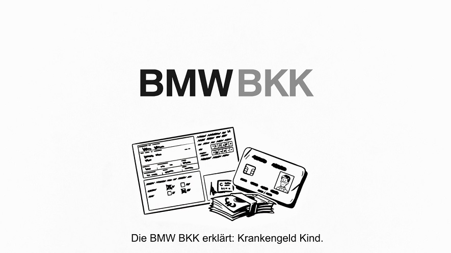Krankengeld als Comic-Zeichnung Gestapeltes Geld, eine Arbeitsunfähigkeitsbescheinigung und ein Versicherungsausweis sind als Comicskizze dargestellt